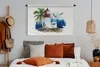 MuchoWow® Wandteppich Wandbehang Leuchtturm - Palme - Vogel Produktbild-Vorschau 4
