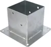A metal post shoe with a square opening and a flat base with mounting holes, shown against a white background. Produktbild-Vorschau