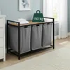 Relaxdays Wäschesammler mit 3 Wäschesäcke, 150 L, Holzoptik Produktbild-Vorschau 5