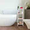 Relaxdays Scaffale da bagno in noce, 4 ripiani, aperto, Anteprima dell’immagine prodotto 2