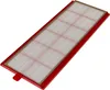 A rectangular air filter with a red frame and a white grid pattern. Produktbild-Vorschau