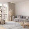 A living room scene with a sofa, coffee table, rug, and curtains. Anteprima dell’immagine prodotto