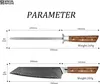 Damaškový kuchynský nôž ostrý (20 cm) s diamantovým brúskom Náhľad obrázku produktu 3