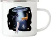 Katzen erobern das All Emaille Tasse Katzenbesitzerin Produktbild-Vorschau 1