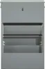 A gray shoe cabinet with two flip-down compartments. Produktbild-Vorschau