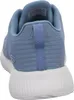 The back view of a blue Skechers Bobs Squad Tough Talk sneaker with a white sole. Produktbild-Vorschau