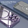 Close-up of a purple iPhone 14 Pro case with a clear back, showing the camera lenses and MagSafe ring. Produktbild-Vorschau