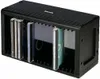 A black CD rack filled with CDs, shown from a slightly elevated front-left angle. Anteprima dell’immagine prodotto