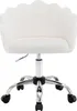 A white fluffy office chair with a shell-like back and a silver base with wheels. Produktbild-Vorschau
