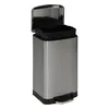 A stainless steel trash can with a black inner bin and a silver pedal, shown with the lid open. Náhled obrázku produktu