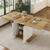 Eettafel met houtfineer en reliëfdecor, tafel met Productafbeelding-voorbeeld 2