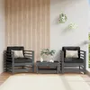 vidaXL Gartenstühle mit Kissen 2 Stk. Grau Massivholz Produktbild-Vorschau 2