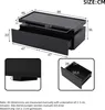 A diagram showing the dimensions of a black coffee table with drawers. Produktbild-Vorschau