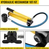 A collage of images showing a hydraulic mechanism, its seating brackets, and an on/off switch. Náhľad obrázku produktu