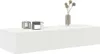 A white wall-mounted shelf with two drawers, decorated with a small vase of dried flowers and two decorative items. Náhled obrázku produktu