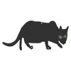 A black silhouette of a cat with green eyes on a white background. Voir les images du produit