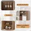 Collage of different parts of a cabinet, highlighting features like wine glass holder, storage, and adjustable shelves. Náhled obrázku produktu