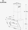 A technical drawing of a kitchen hood with dimensions indicated. Náhľad obrázku produktu