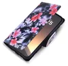 A floral patterned flip case for a smartphone, partially open to reveal the screen. Produktbild-Vorschau