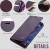 A purple flip phone case is shown with various features highlighted by text and close-up images. Produktbild-Vorschau