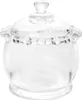 A clear glass jar with a lid and decorative beaded rim. Produktbild-Vorschau