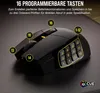 A black gaming mouse with numbered buttons and labels indicating programmable keys. Produktbild-Vorschau