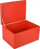 An open red wooden storage box is shown against a white background. Produktbild-Vorschau