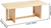 A wooden coffee table with rattan accents is shown from a side angle with dimensions indicated. Produktbild-Vorschau