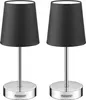 Two identical table lamps with black fabric shades and silver bases are shown against a white background. Produktbild-Vorschau
