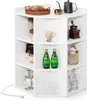 A white, three-tiered corner shelf unit displaying various kitchen and pantry items. Podgląd zdjęcia produktu
