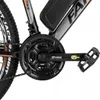 Close-up view of the crankset, pedals, and part of the chain of an electric bicycle. Produktbild-Vorschau