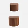 Two identical round wooden side tables are shown against a white background. Produktbild-Vorschau