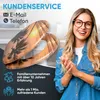 A woman is smiling and clapping her hands in front of a toilet seat with a tropical sunset design. Text overlays provide customer service information and company details. Náhled obrázku produktu