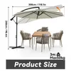 UISEBRT Slunečník Slunečník béžový Ø 300 cm s kličkou Náhled obrázku produktu 2