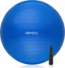 A blue exercise ball with a black pump is shown against a white background. Voir les images du produit