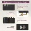 Collage of images showcasing the features of a black sideboard with gold accents. Podgląd zdjęcia produktu