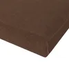 A close-up view of a brown jersey fitted sheet, showing the texture of the fabric and the rounded corner. Produktbild-Vorschau