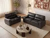 Couchgarnitur Leder 3+2 - Büffelleder - Schwarz - MIMAS Produktbild-Vorschau 1