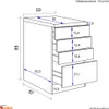 A technical drawing of a cabinet with dimensions indicated. Produktbild-Vorschau