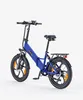 A blue foldable electric bicycle with fat tires is shown against a white background. Produktbild-Vorschau