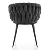 A back view of a gray velvet chair with a braided backrest on a white background. Podgląd zdjęcia produktu