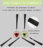 A close-up marketing image showing two side brushes for a robot vacuum cleaner, with text highlighting their features and recommended replacement cycle. Produktbild-Vorschau