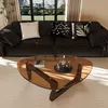 Vrygle Table Basse Ronde en Verre avec Pieds en Bois – Voir les images du produit 7