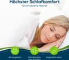 A woman sleeping peacefully on a pillow, with icons and text highlighting product features. Náhled obrázku produktu