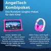 A marketing image showing a pink tablet and pink headphones, with descriptive text about the product bundle. Produktbild-Vorschau