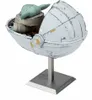 A 3D metal puzzle model of The Child's pram from Star Wars, displayed on a stand. Produktbild-Vorschau