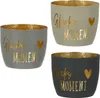 Gilde Windlicht, "Glücksmoment", Schriftzug, Metall, beige, Produktbild-Vorschau 1