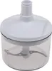 A white and clear plastic food chopper attachment for a kitchen machine. Produktbild-Vorschau