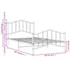 Technical drawing of a white metal bed frame with dimensions indicated by text and lines. Produktbild-Vorschau