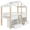 Letto a mezza altezza Sweiko, 90x200cm, forma di casa, Anteprima dell’immagine prodotto 8